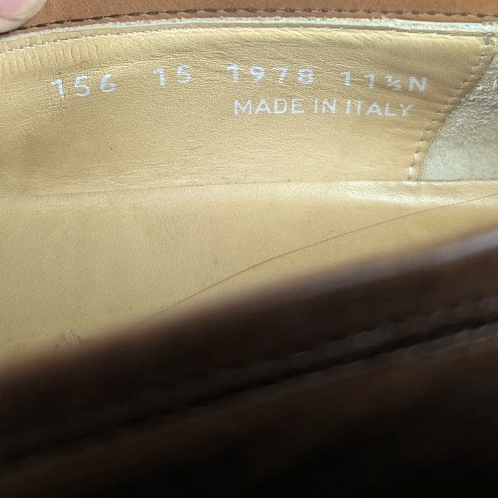 11.5 N Vintage Johnston & Murphy Men's Kiltie Tassel Loafers Brown Leather